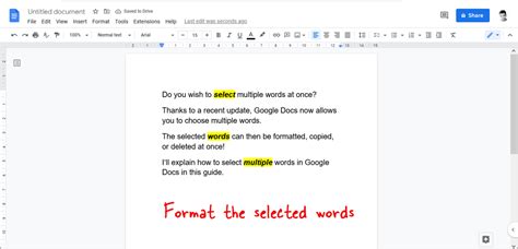 how to select multiple things on google docs