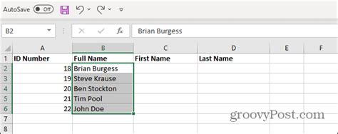 how to select names from a list in excel