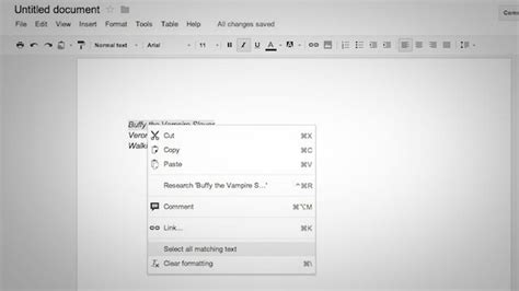 how to select similar text in google docs