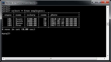 how to select table in mysql command line