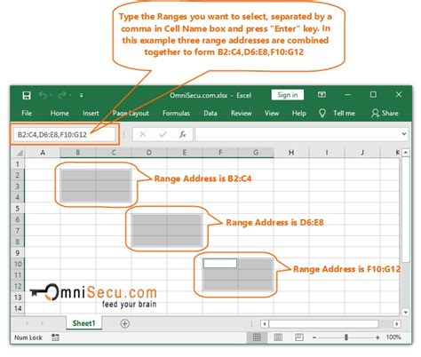 how to select two ranges in excel