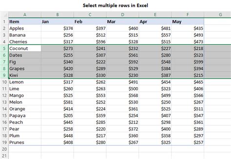 how to select two rows in excel on mac