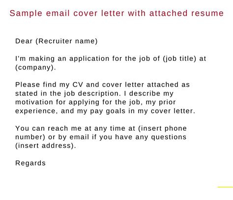 how to send a job application with email