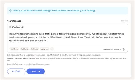 how to send a link on linkedin message