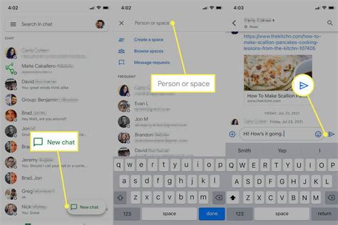 how to send a message in google chat app