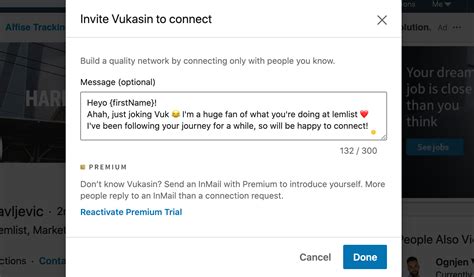 how to send a message on linkedin when connecting