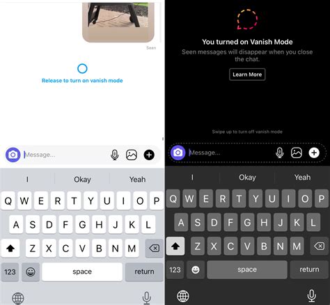 how to send a text in vanish mode imessage