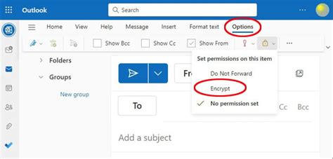 how to send an encrypted email in teams
