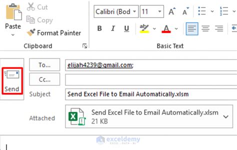 how to send excel file to email automatically