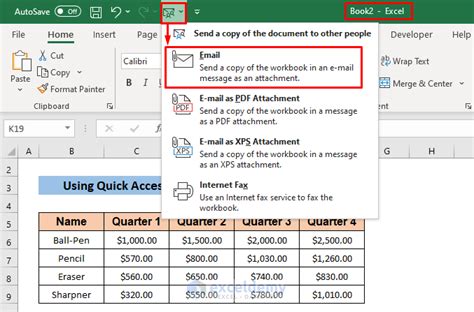 how to send excel spreadsheet to email