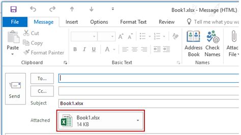 how to send online excel file in email