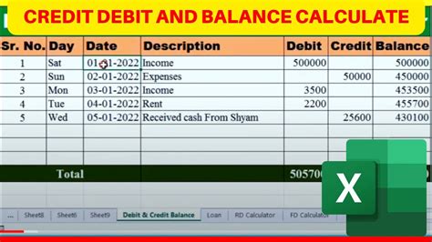 how to separate debit and credit in excel using formula