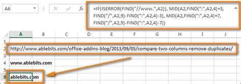 how to separate domain from url in excel