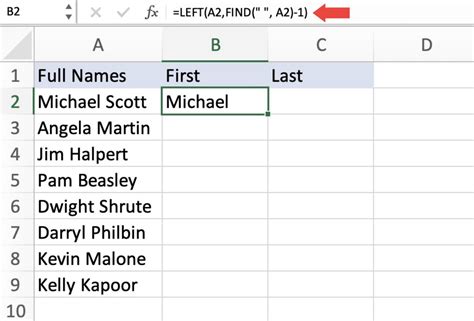 how to separate name and email.in excel cell