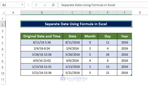 how to separate out year from date in excel