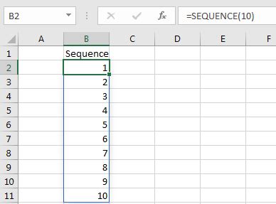 Sequence Numbers in Excel