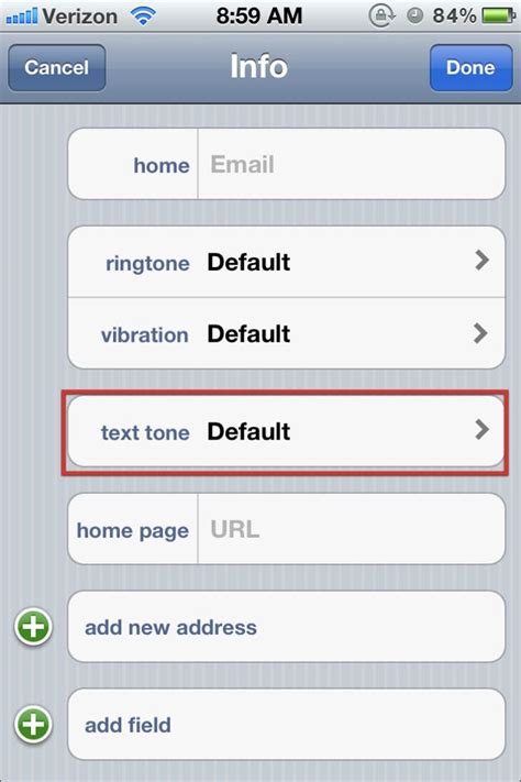 how to set a custom text alert on iphone