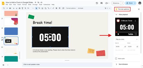 how to set a timer per slide on google slides