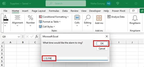 How To Set An Alarm On Excel