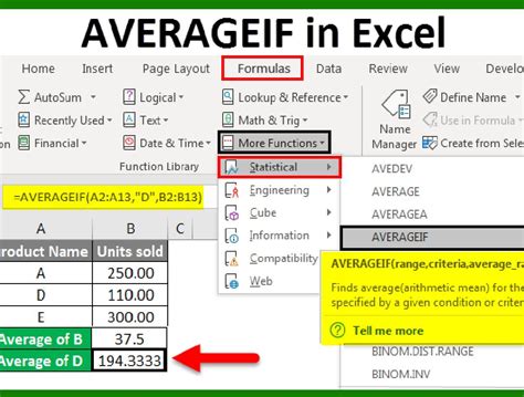 how to set average formula in excel