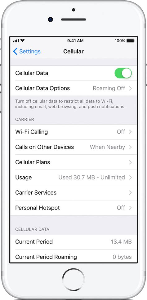 how to set cellular data on iphone