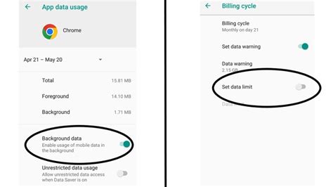 how to set data limit on android