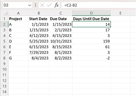how to set due date formula in excel