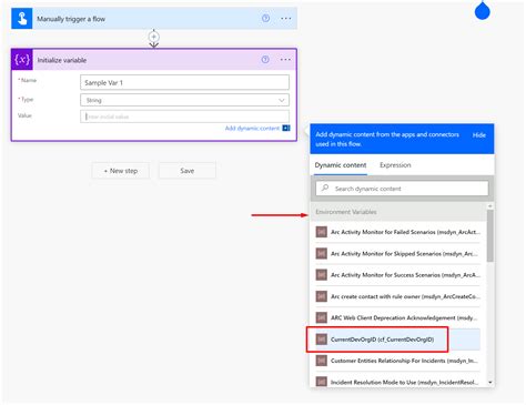 how to set environment variables in power automate