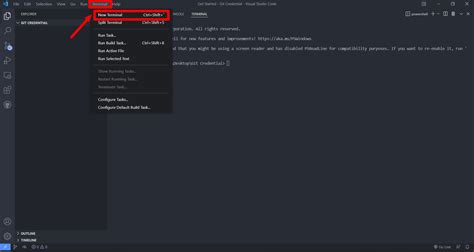 how to set git credentials in visual studio code