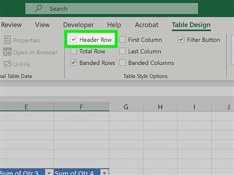 Set Header in Excel