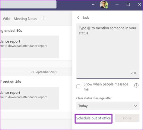how to set ooo in microsoft teams