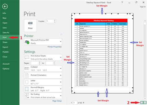 how to set print format in excel