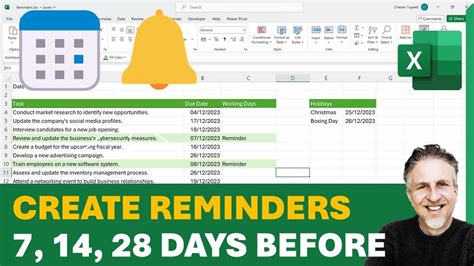 how to set reminder in excel for expiry date formula