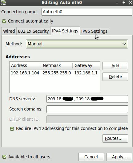 how to set static ip in linux mint