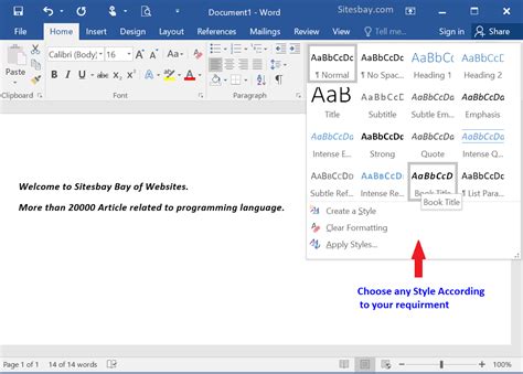 how to set styles in word