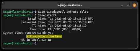 how to set time in ubuntu command line