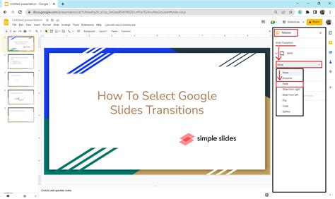how to set transition time in google slides