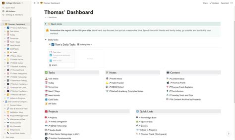 how to set up a dashboard in notion