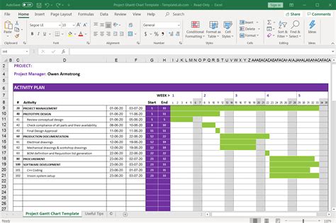 how to set up a gantt chart in excel