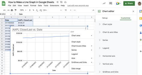 how to set up a line chart in google sheets