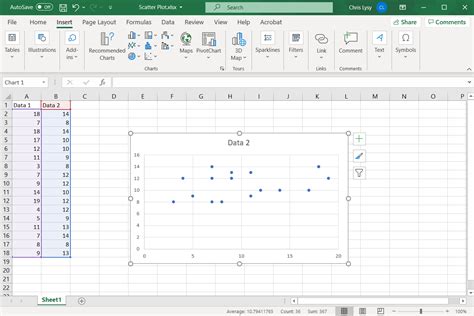 how to set up a scatter plot in excel