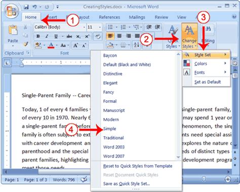 how to set up a style sheet in word