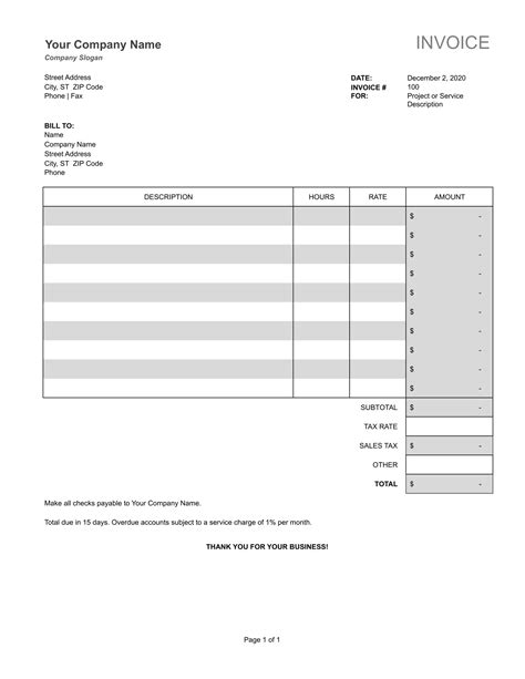 how to set up an invoice template in excel