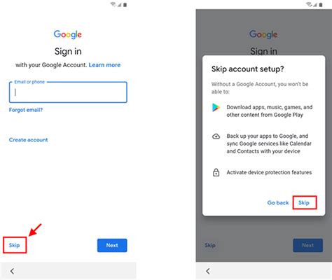 how to set up android phone without google account