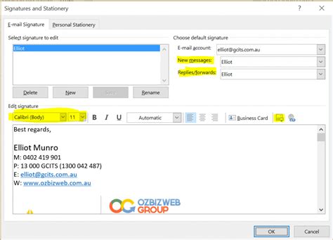 how to setup a email signature in outlook