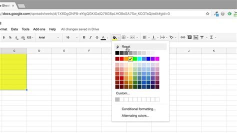 how to shade a cell in google sheets