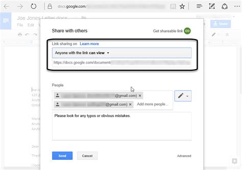 how to share a google doc in email