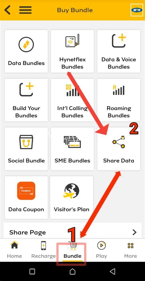 how to share data through mtn app