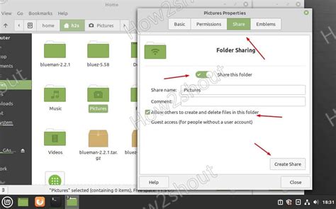how to share folder in linux mint