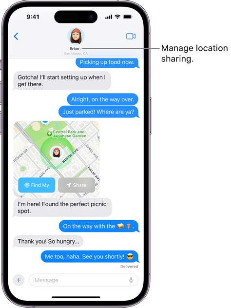 how to share location in text on iphone